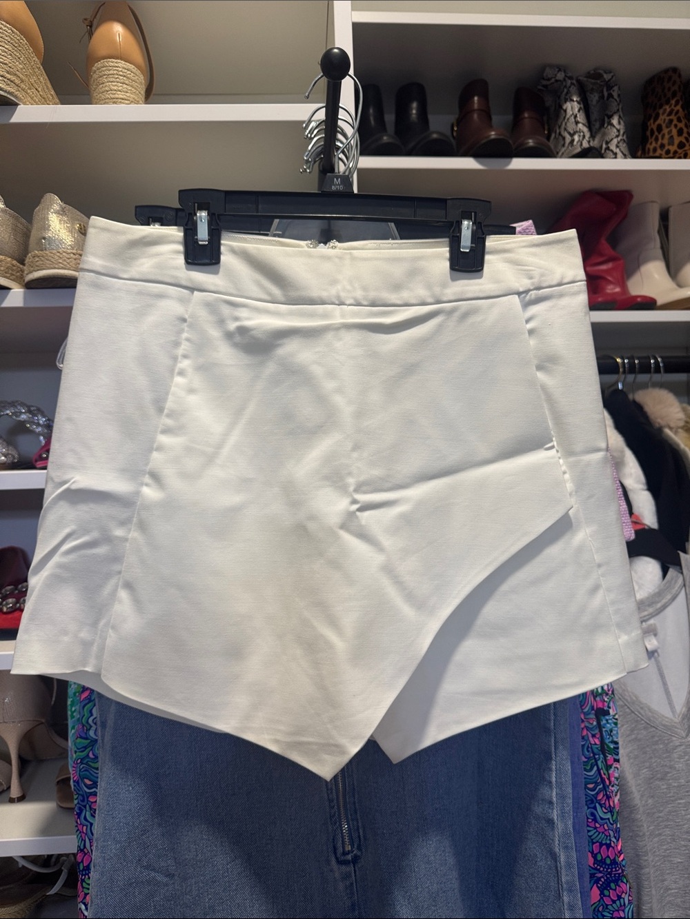 J. McLaughlin Cream Asymmetrical High-Waist Skort Shorts